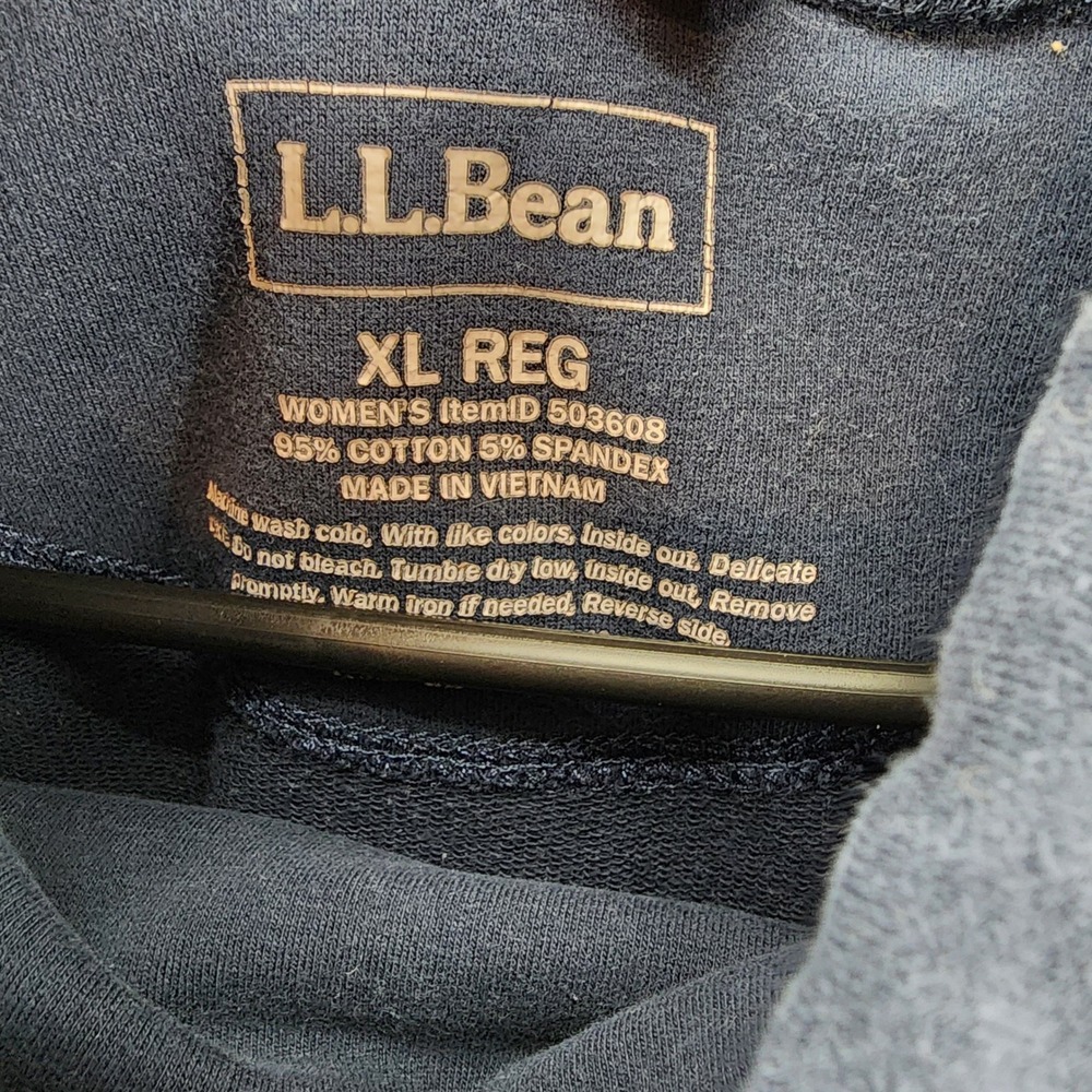 LL Bean Women XL Navy Blue Cowl Neck Drawstring Pullover Sweatshirt Cotton Blend - Picture 3 of 3